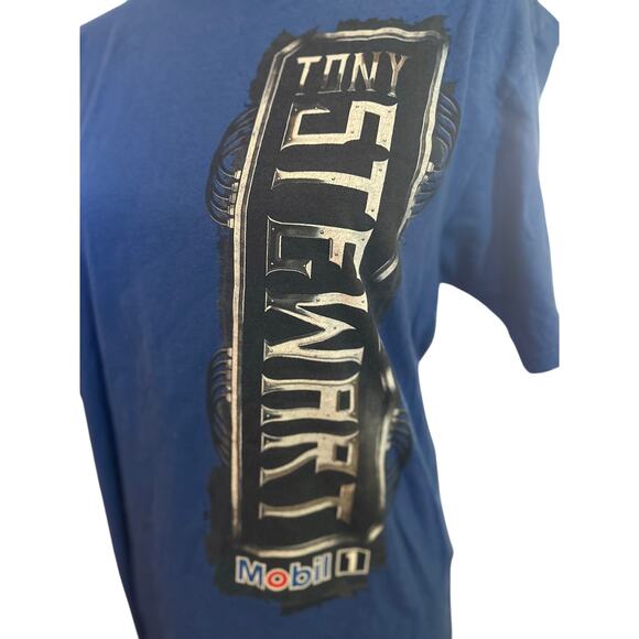 Chase Authentics NASCAR Tony Stewart #14 Mobile 1 Blue Tee, Size Large - Picture 4 of 5